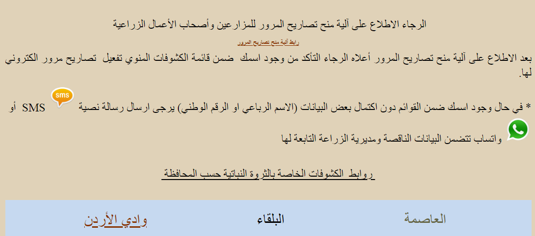 الإعلان عن آلية التقديم لتصاريح مرور و تنقل المزارعين - رابط 