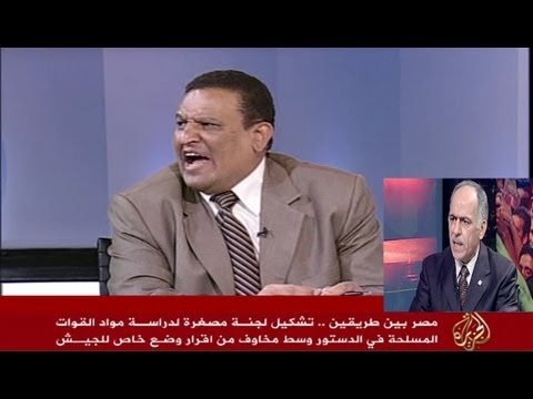  بالفيديو ..  لواء مصري يشتم صحفي على ''الجزيرة'' 