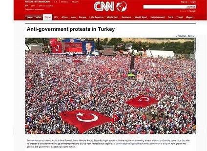 صورة لأنصار أردوغان تثبت تحريض الـ"CNN" على الإحتجاج ضد أردوغان