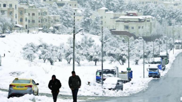 بالفيديو  ..  زخات ثلجية تهطل على شفا بدران 