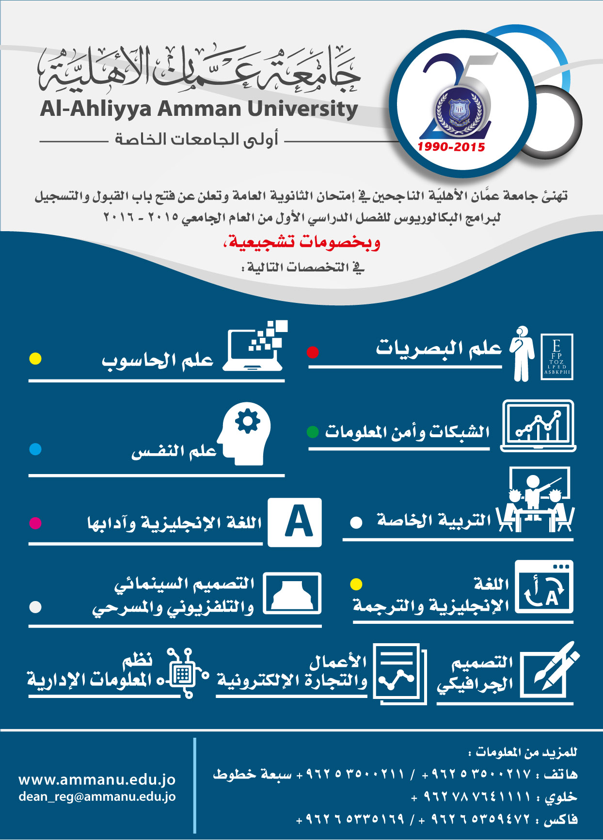 عمان الاهلية تعلن عن بدء قبول التسجيل وتمنح خصومات تشجيعية 