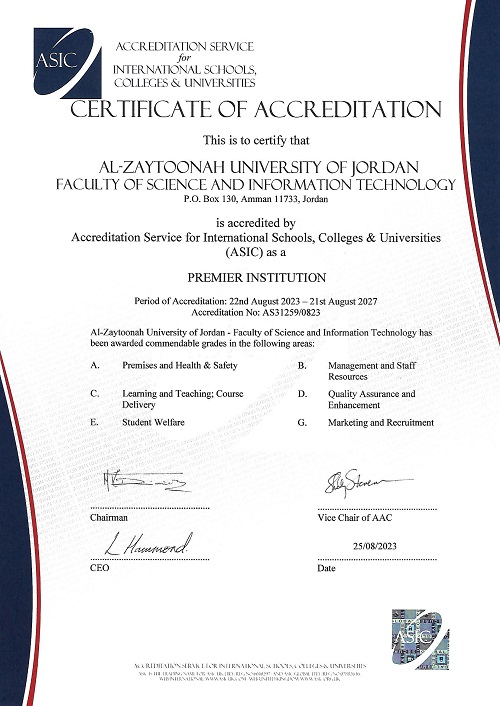جامعة الزيتونة الاردنية تحصل على شهادة الاعتماد البريطاني