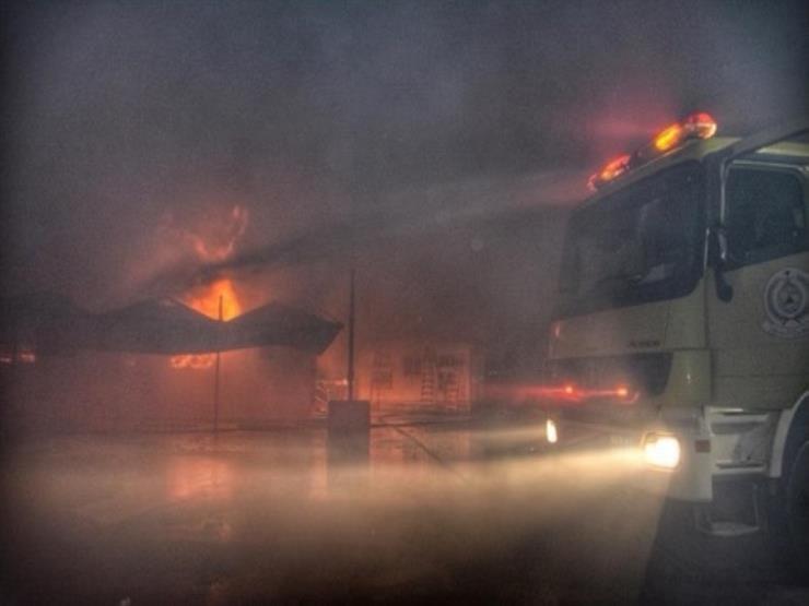 حريق بساحة قطار الحرمين بالسعودية والدفاع المدني يحاول إخماده .. فيديو