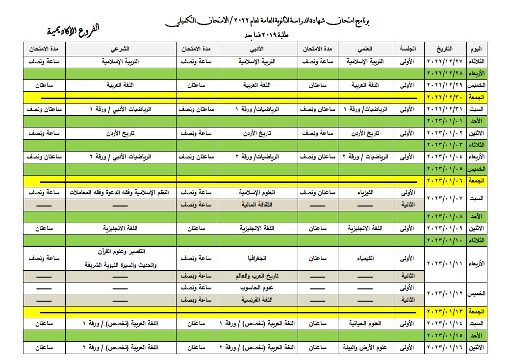 التربية تعلن جدول امتحان "التكميلي"