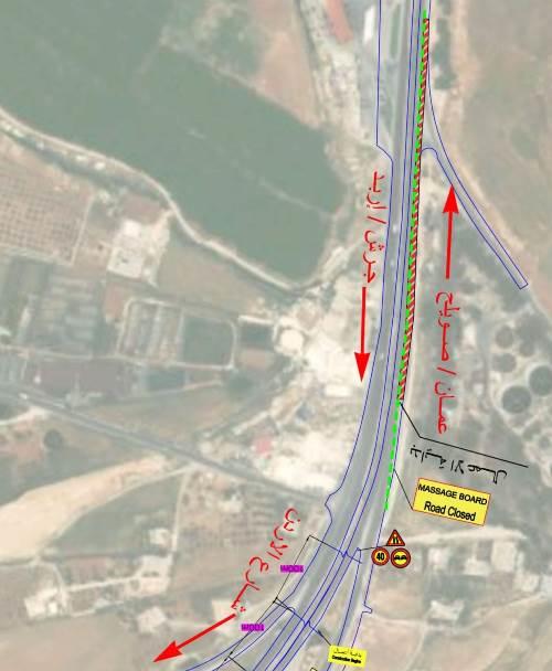 تحويلات مرورية في طريق جرش من جسر سلحوب إلى البقعة