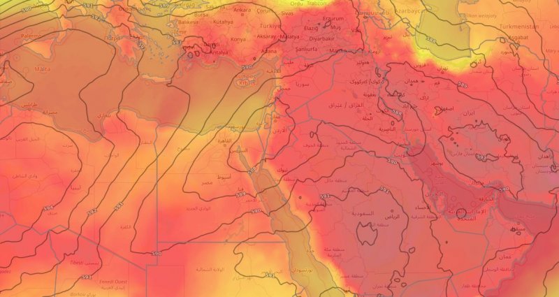 اندفاع كتلة هوائية حارة وجافة مصدرها شبه الجزيرة العربية إلى المملكة يبدأ تأثيرها غدا وتستمر حتى نهاية الأسبوع