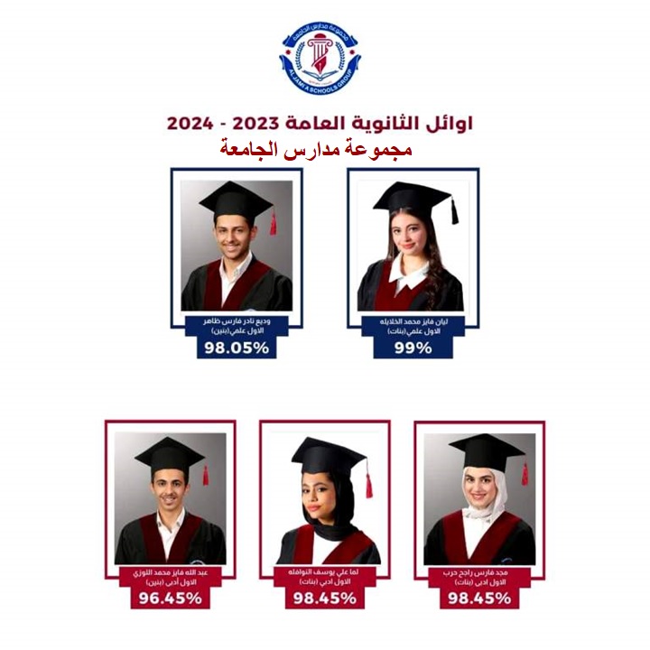 مجموعة مدارس الجامعة تتألق بنتائج طلبتها المبهرة في الثانوية العامة