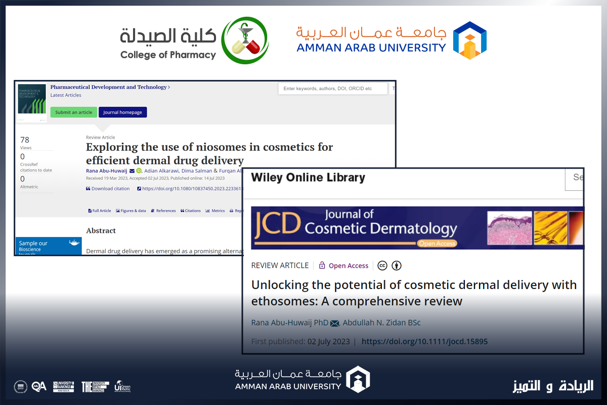 طلبة بكالوريوس الصيدلة في "عمان العربية" ينشرون أبحاثهم في مجلات علمية عالمية مصنفة في قواعد بيانات عالمية