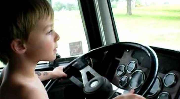 Little driver. Solo boy in the Truck.