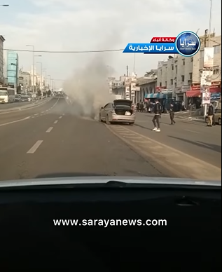 بالفيديو  ..  احتراق مركبة بالقرب من دوار صويلح 